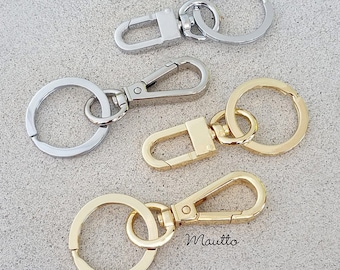 Key Ring/Chain Accessory with Swiveling Clip - Gold or Nickel Finishes - Choose Clip Style - LV Key Accessory