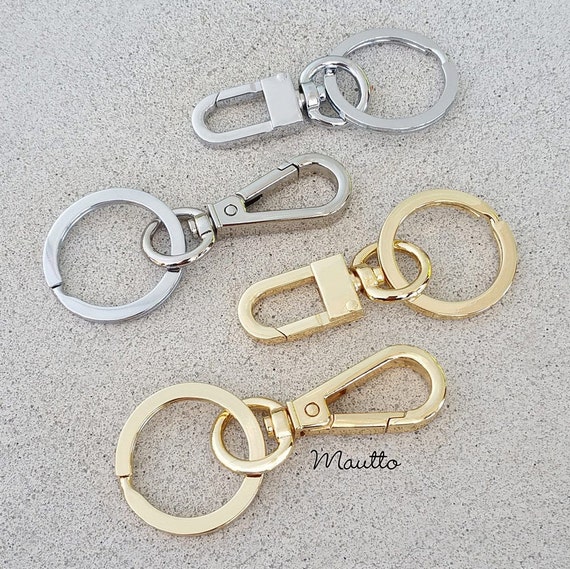 Bulk 25 Pack - Secure Belt Clip Key Holder with Metal Hook & Heavy Duty 1  1/4 Inch Keychain Ring - Metal Key Chain Keeper for ID Badge & Keys or Small