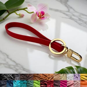 Cordón de cuero para la muñeca: llavero, colgante para bolso, clip dorado o plateado