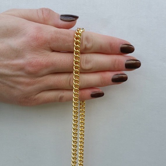 Chunky Flat Gold Chain Handle Decorative Strap for Toiletry 