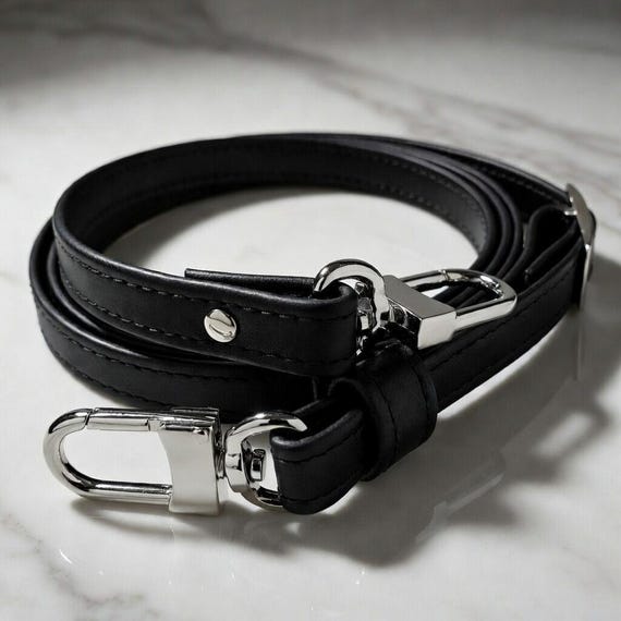 Black Leather Adjustable Crossbody Strap: for Louis Vuitton Eva