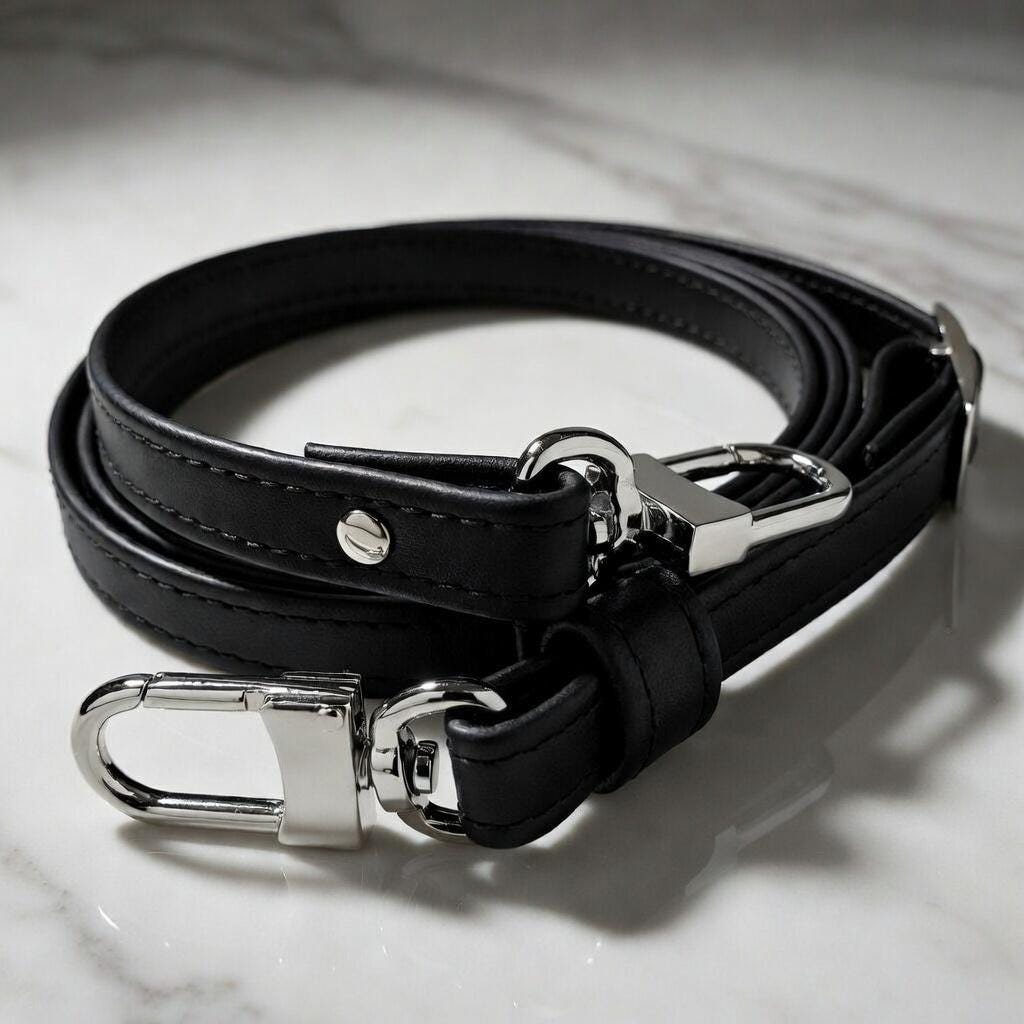 Louis Vuitton ブラックレザーストラップ Black Leather Adjustable Crossbody Strap: for Louis Vuitton Eva