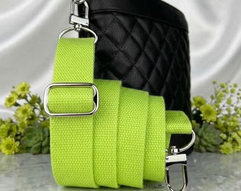Lime Green Canvas Bag Strap: Adjustable Crossbody Purse Strap