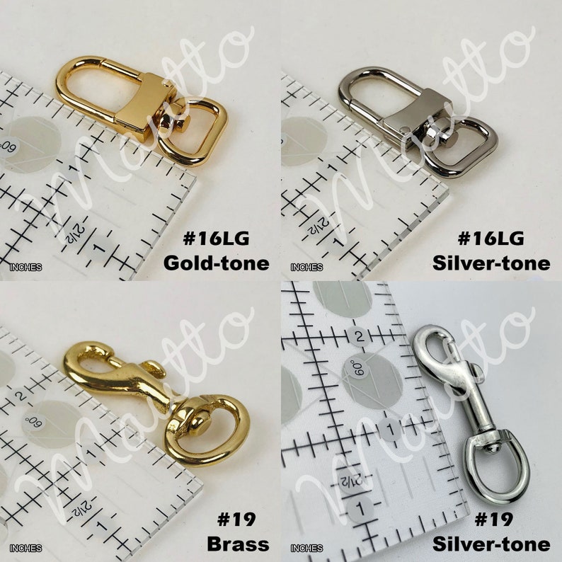 Clip styles and finishes available for petite leather straps by Mautto.