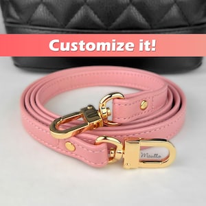 Hellrosa Lederband, echtes Leder-Geldbeutelband, Rosenband für Tasche: Anpassen der Schulter an Crossbody-Länge und -Verschlüssen - halber Zoll breit