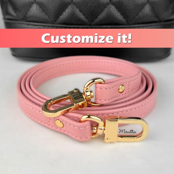 Bright Pink Leather Strap, Genuine Leather Purse Strap, Rose