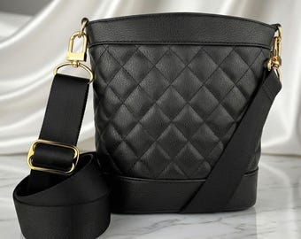 Black Leather Adjustable Crossbody Strap: for Louis Vuitton Eva