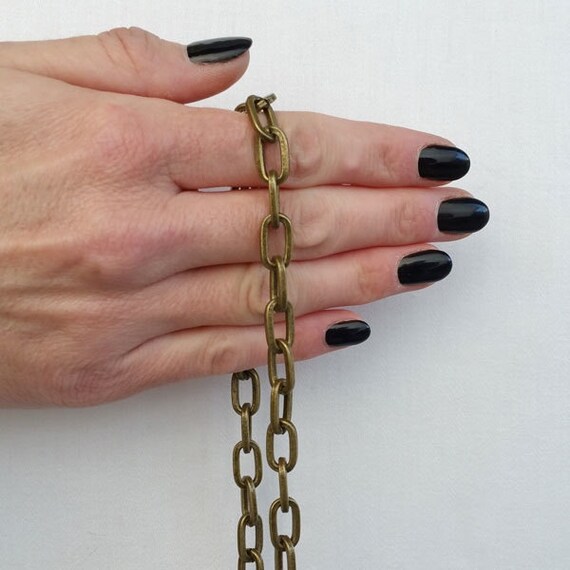 Elongated Box Chain - Antique Brass Chain Strap for Vintage Bags – Mautto