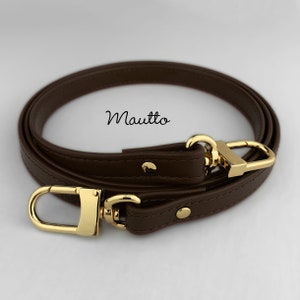 Dunkelbraunes (Damier Ebene / DE) Zierliches Lederband für LV Pochette, Alma, Eva, etc - 1/2 Zoll (13 mm) breit - passen Sie Ihre Länge an