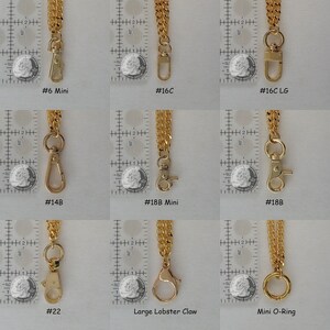 Clip styles and finishes available for chain wrist straps.