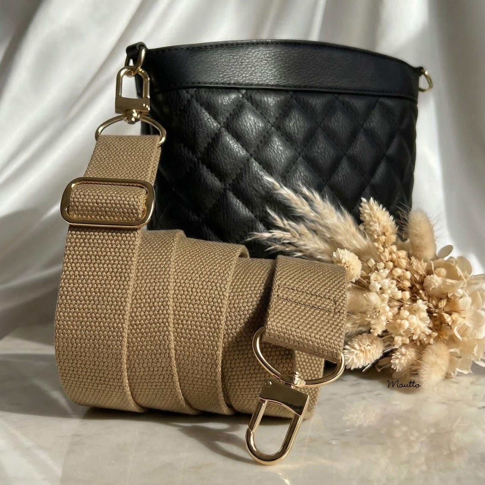 Khaki Tan Canvas Bag Strap: Adjustable Shoulder to Crossbody Heavy