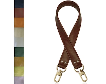 1.5" Wide Leather Bag Strap – Gold Clips, Customize Length from Handle to Crossbody