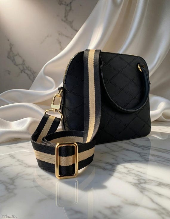 Black & Tan Nylon Bag Strap - 1.5