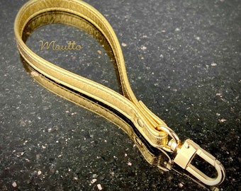 Metallic Leather Wrist Strap & Keychain Accessory - Real/Luxurious Leather - Gold, Beige, and Silver Colors - Glamorous Shiny Leather