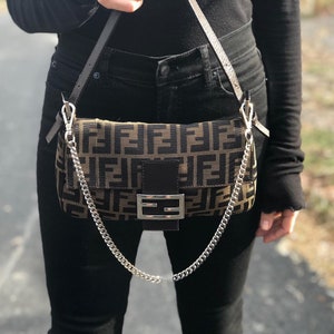 Accessory strap shown on a Fendi bag from Mautto customer, in the fancy link chain design.