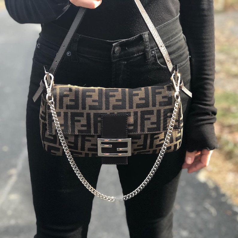 Accessory strap shown on a Fendi bag from Mautto customer, in the fancy link chain design.