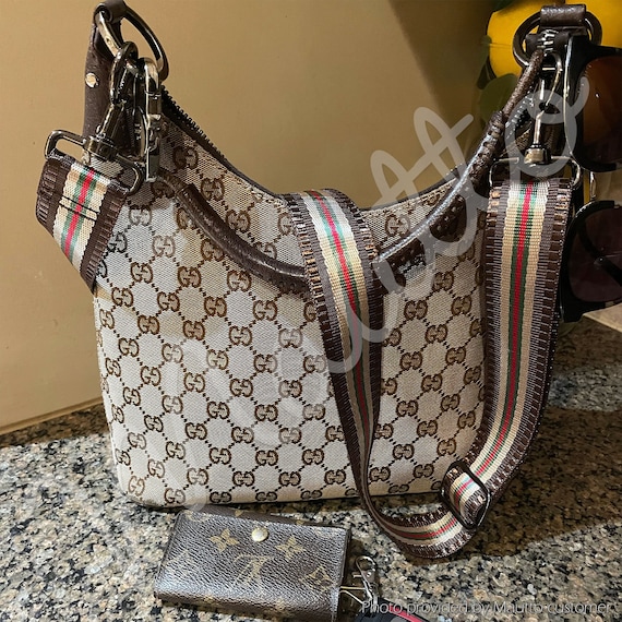 1.5 wide Replacement striped handbag strap with silver hardware in dark  brown and tan brown for lv damier and monogram bags