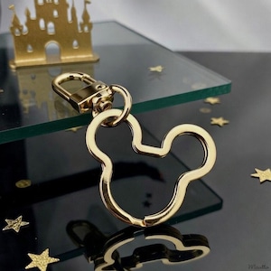 Mickey Keyring Clip: Polished Silver or Gold Mouse Head Charm