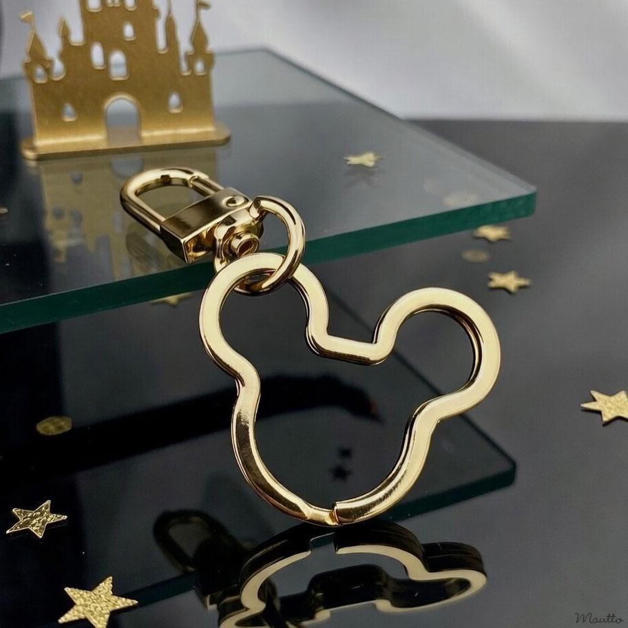 Mickey Keyring Clip: Polished Silver or Gold Mouse Head Charm - Etsy