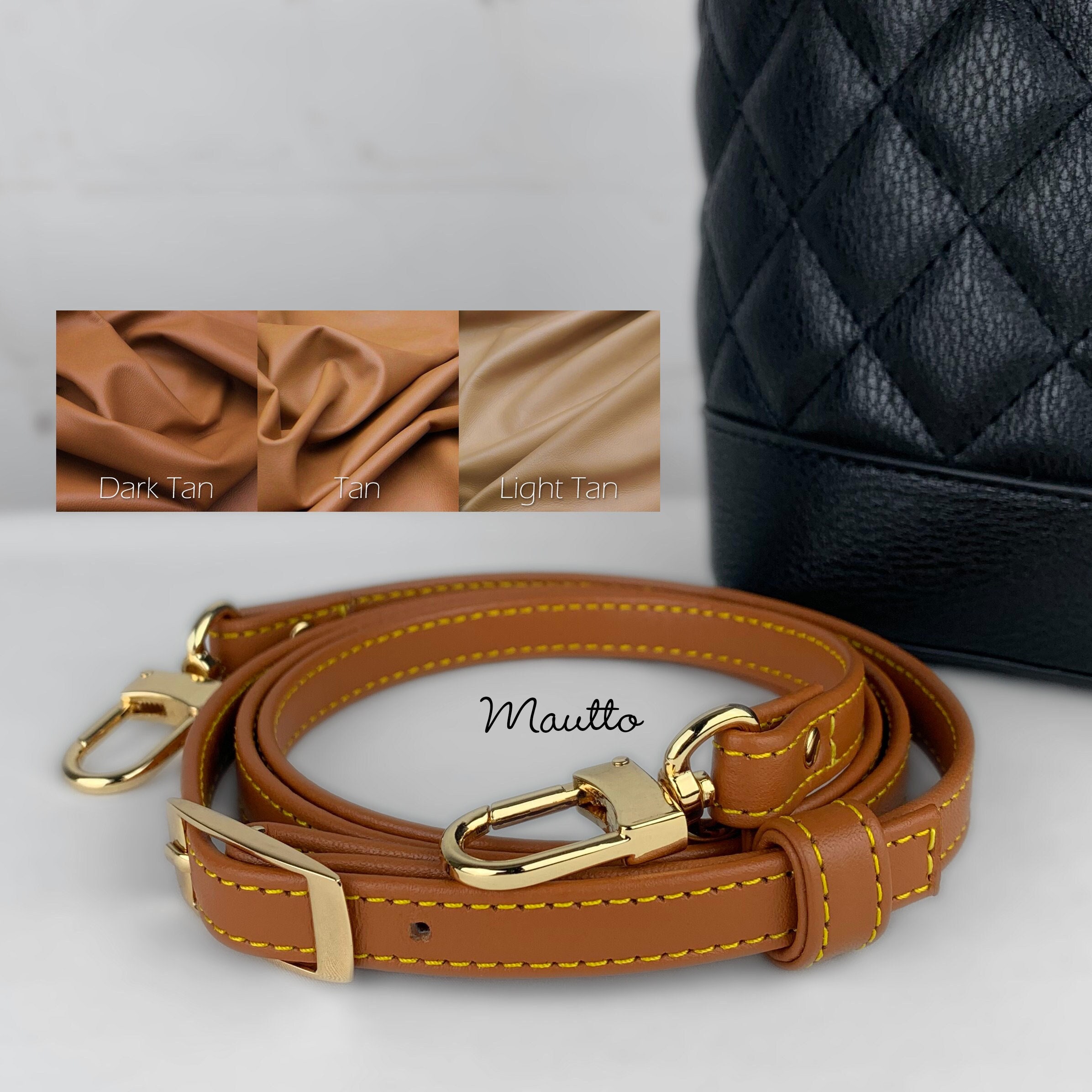 Mautto Dark Brown Leather Strap for LV de Pochette Etc