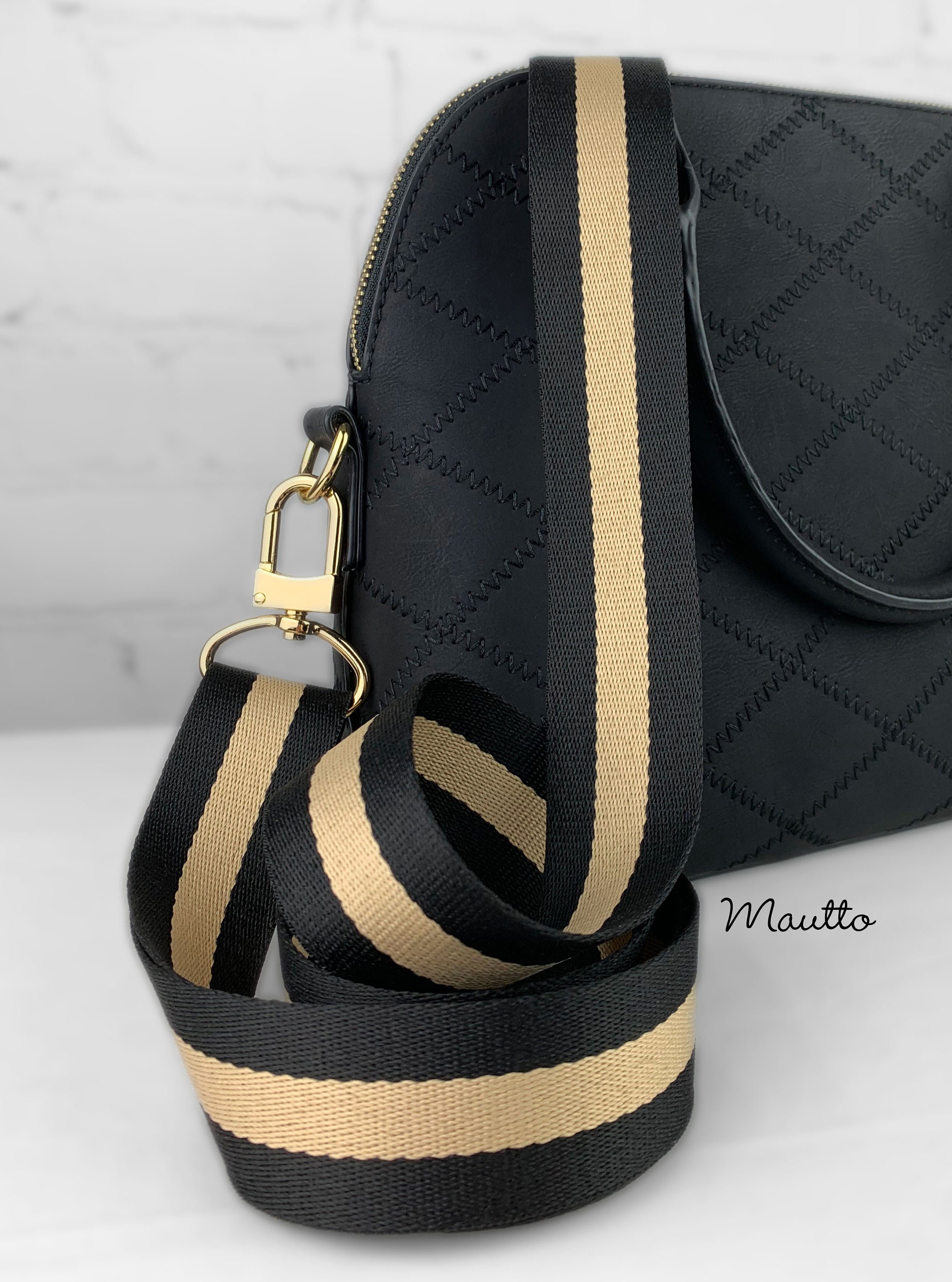 Black & Tan Strap for Bags 1.5 Wide Nylon Adjustable Length, Shoulder to  Crossbody Positions Choose Clip Style / Finish 