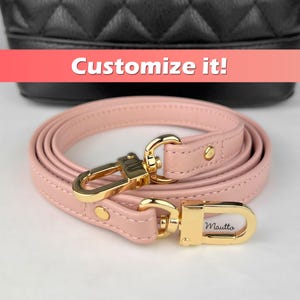 Hellrosa Lederriemen, Echtleder-Riemen, Rose Poudre Riemen für Handtasche: Passen Sie die Schulter an die Crossbody-Länge an, halben Zoll breit