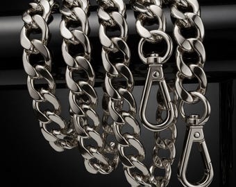 Silber Flach Diamantschliff Ketten Taschengurt - Luxus Chunky / Heavy Metal, Länge wählen