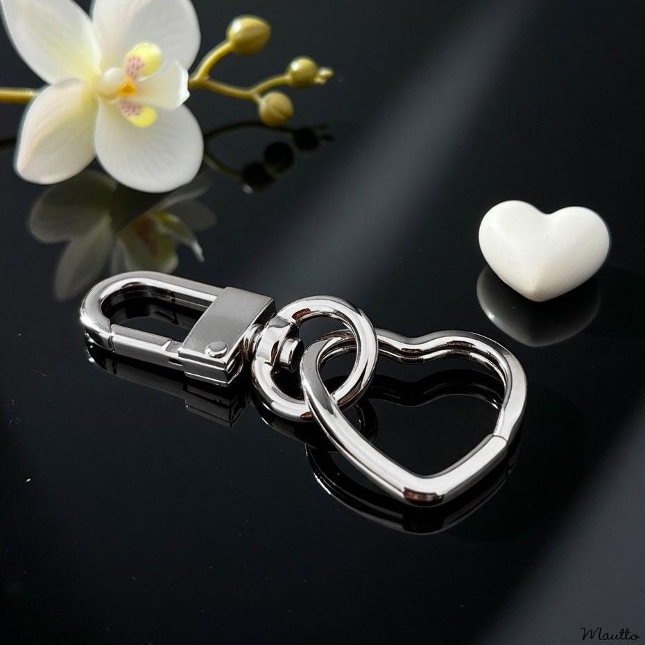 Heart Keychain Clip: Gold Bag Charm, Keyring Accessory - Etsy