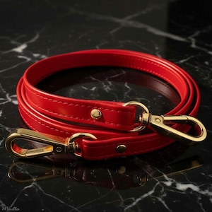 Correa de bolso de piel roja: longitud personalizable, desde correa para llevar al hombro hasta estilo bandolera.
