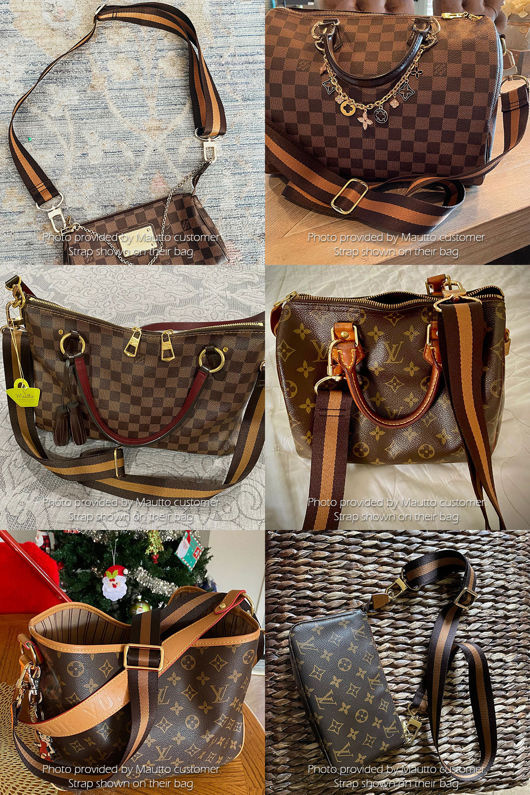 Dark Brown & Golden Honey Strap 1 Wide Adjustable Shoulder to Crossbody  Length for LV Monogram, Damier Ebene, Etc 