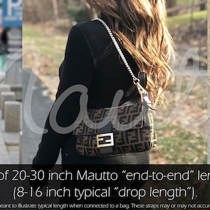 Photos of people wearing short length shoulder straps.