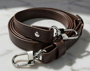 Dark Brown (damier Ebene) Leather Strap for LV Bags, Adjustable