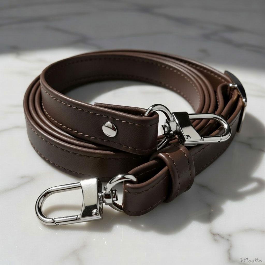 Dark Brown (damier Ebene) Leather Strap for LV Bags, Adjustable