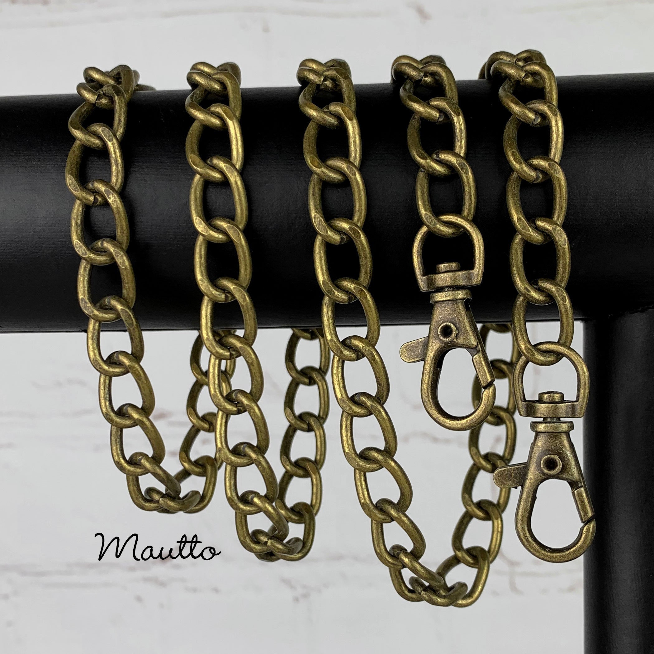 GOLD Chain Purse Strap - Diamond Cut Double Curb - 3/8 Wide - Choice of  Length & Clasp