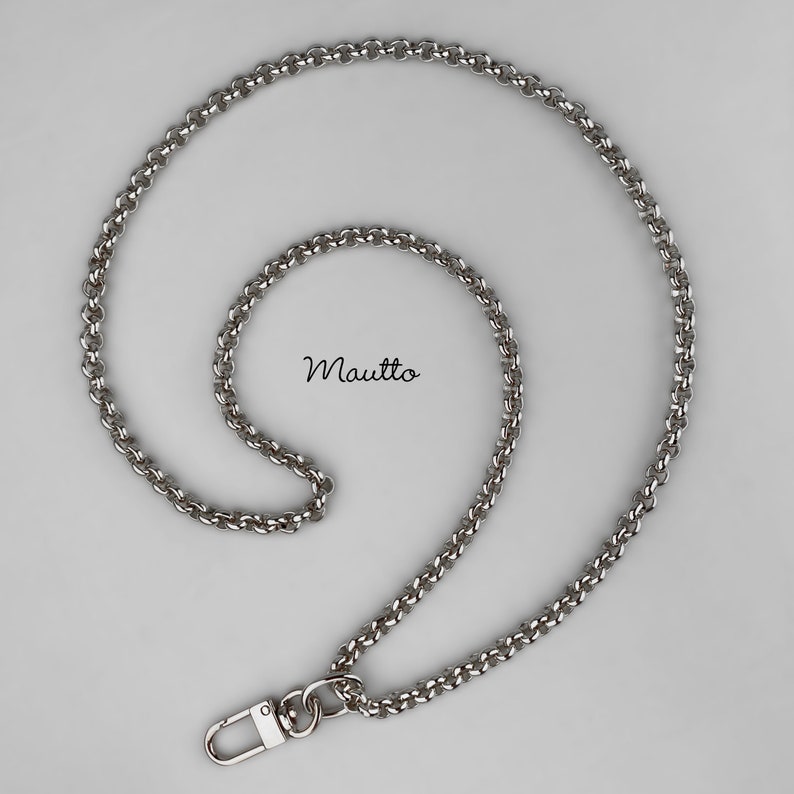 Luxury chain lanyard or extra long wrist strap. Great for classy badges or IDs, for conventions, workplace, events and more. Made by hand in the USA using jewelry quality chain and hardware. Silver-tone version of lanyard.