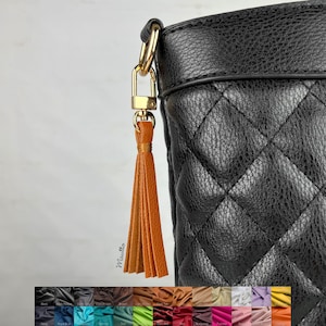 Genuine Leather Zipper Pull / Mini Tassel Accessory Charm / Handbag Tassel Charm - Graduation Gift - Customize Leather Color