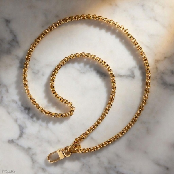 Luxury Rolo Chain Lanyard – Gold or Silver Swivel Clip, ID Badge Holder