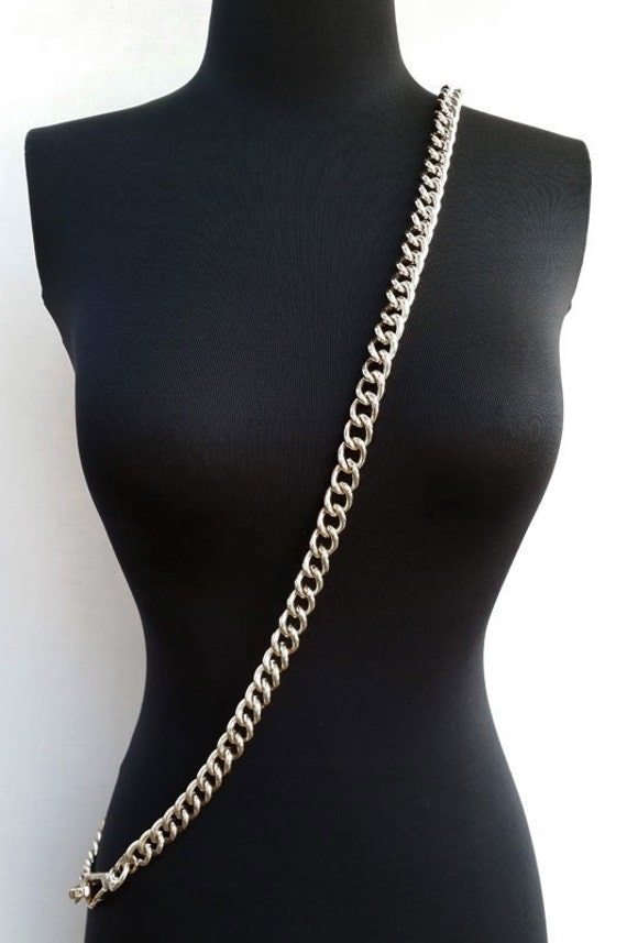 Silver Purse Chain Chunky Chain Heavy Iron Curb Chain Purse Strap Handbag  Chain Replacement Chain Bag Accessories-12mm Wide 