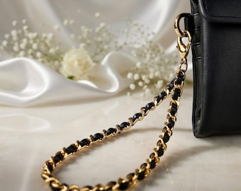 Handmade Woven Leather Chain Wrist Strap for Clutch SLG, Wallet, or Phone (Customize Finish)