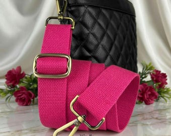 Fuchsia Canvas Bag Strap: Adjustable Crossbody Purse Strap