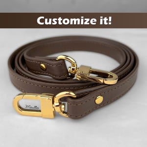 Dunkelbraune Lederband, Echtleder Geldbörse Riemen, DE Handtasche Riemen: Anpassen von Schulter zu Crossbody Länge & Spangen, halben Zoll breit