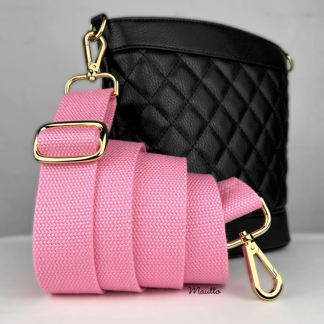 Pink Cotton Canvas Bag Strap: Adjustable Crossbody Replacement