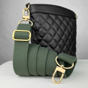 Olive Green Heavy-duty Fabric Bag Strap (Adjustable 32-56&quot; Shoulder to Crossbody Length) - Thick Cotton Canvas Woven Material 1.5&quot; Wide
