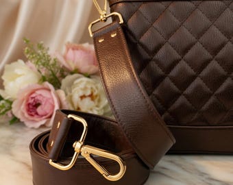 Correa ancha de cuero para bolso cruzado, 50 pulgadas de largo, conectores personalizables