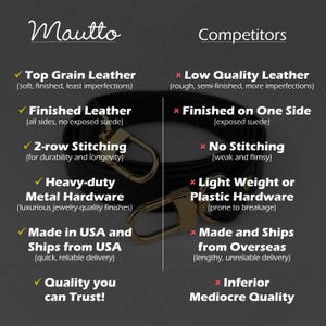 Mautto leather qualities compared to typical competitors.