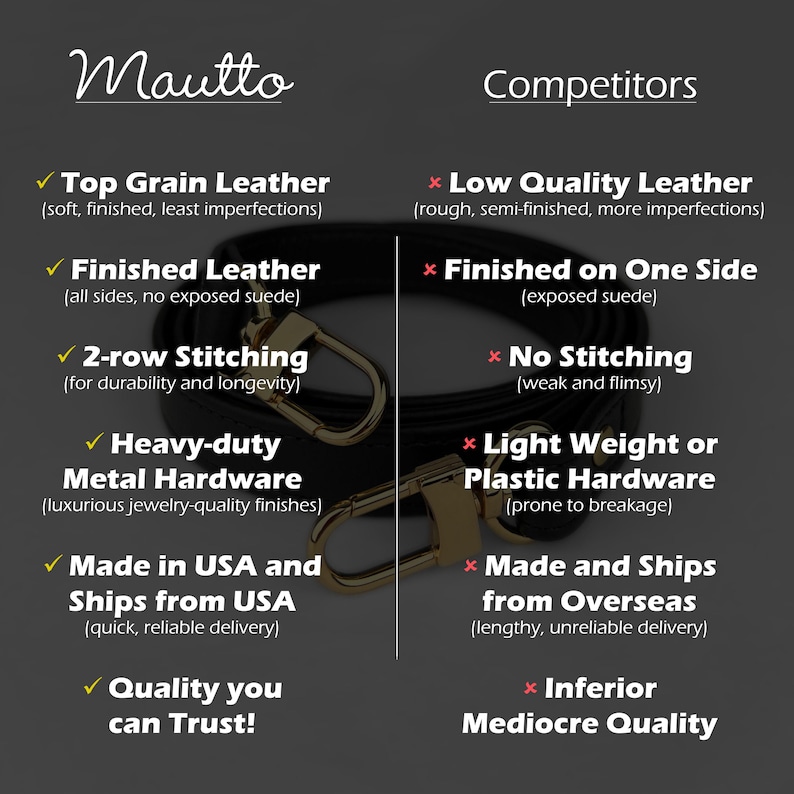 Mautto leather qualities compared to typical competitors.