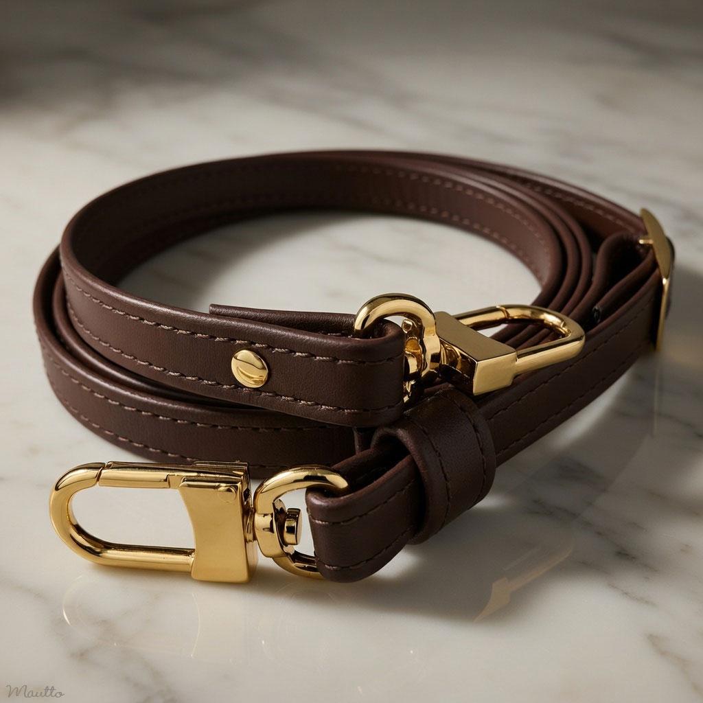 Dark Brown Leather Adjustable Crossbody Strap – for LV Pochette