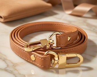 Tan (Medium Patina) Leather Purse Strap: Customize Shoulder or Crossbody Length