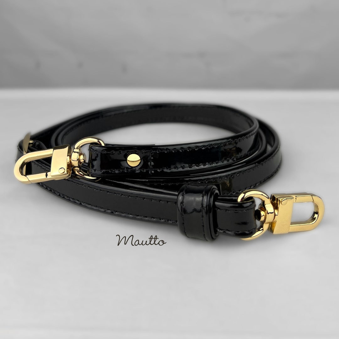 Black Leather Strap with Leather Woven Through - 3/4 inch (19mm) Wide,  U-shape #16LG Clips