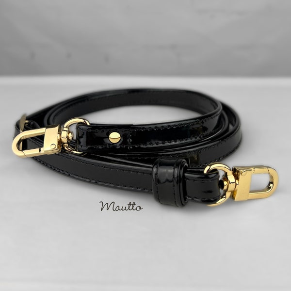 Patent Glossy Leather Purse Strap - 1/2 inch (13mm) Wide - Adjustable Length & Customize Clips/Clasps - Shoulder to Long Cross Body